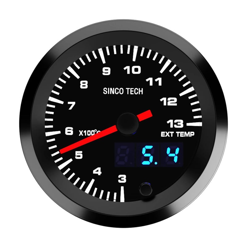 SINCO TECH 52mm Gauge Car Meter Digital Display Pointer 7 Colors Backlight 12V Universal Gauge Kit…… (Exhaust Temperature Gauge) - Image 2